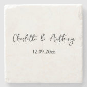 Hochzeit Eleganter Script kreativ Schwarz-weiß Steinuntersetzer (Vorderseite)