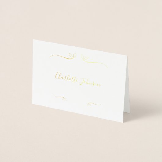Hochzeit Eleganter Script Name Place Real Gold Folienkarte (Vorderseite)