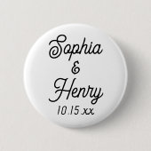 Hochzeit Eleganter Script Typografie Schwarz-weiß Button (Vorderseite)