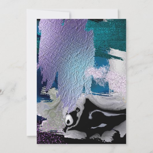 Hochzeit | Eleganter Silberstreifen mit Pinselstri Einladung (Rückseite)