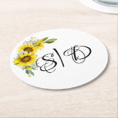 Hochzeit eleganter Typografie-Sonnenblumen Runder Pappuntersetzer (Angewinkelt)