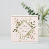 Hochzeit Eleganter Wald Blätter weich rosa Einladung (Stehend Vorderseite)