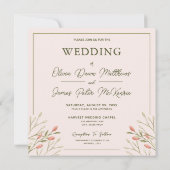 Hochzeit Eleganter Wald Blätter weich rosa Einladung (Rückseite)