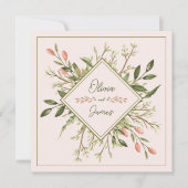 Hochzeit Eleganter Wald Blätter weich rosa Einladung (Vorderseite)