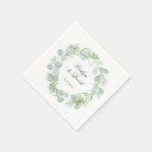 Hochzeit Eleganter Wasserfarbname und Datum Napkin Serviette (Ecke)