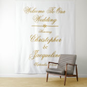 Hochzeit Eleganter White & Gold Script Namen Chic Wandteppich (Beispiel)
