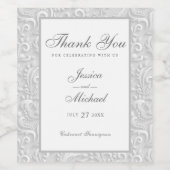 Hochzeit Elegantes, grau-weißes 3D-Design Weinetikett (Einzelnes Label)