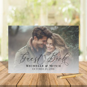 Hochzeit Elegantes Kalligrafisches Foto Schwarz-We Gästebuch