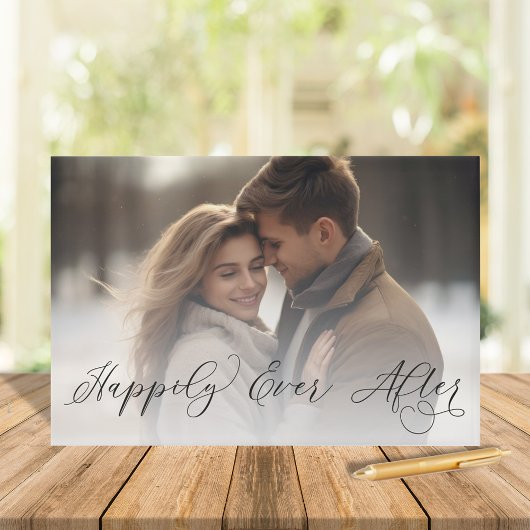 Hochzeit Elegantes Kalligrafisches Foto Schwarz-We Gästebuch