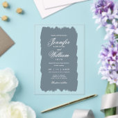 Hochzeit Elegantes romantisches Skript Dusty Blue Acryleinladungen (In Situ (Hochzeit))