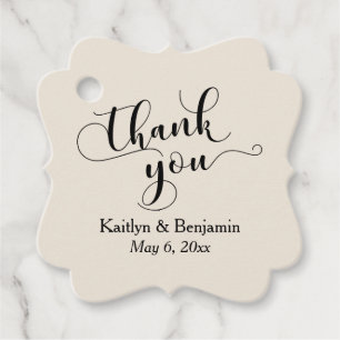 Hochzeit Elegantes schwarzes Skript auf Cream Viel Geschenkanhänger