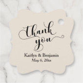 Hochzeit Elegantes schwarzes Skript auf Cream Viel Geschenkanhänger (Rückseite)