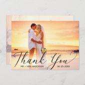 Hochzeit Elegantes Schwarzes Skript-Foto Dankeskarte (Vorne/Hinten)