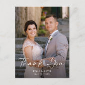 Hochzeit Elegantes Script Foto Vielen Dank Postcar Postkarte (Vorderseite)