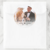 Hochzeit Elegantes Script Heart Foto Vielen Dank Runder Aufkleber (Tasche)
