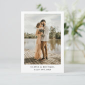 Hochzeit Elegantes Skript-Foto Danke-Karte Dankeskarte (Stehend Vorderseite)