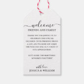Hochzeit elegantes Skript für Gäste Willkommenstas Geschenkanhänger (Vorderseite)