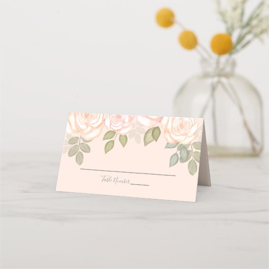 Hochzeit Elegantes Wasserfarbenblütenblättern Platzkarte (Vorderseite)