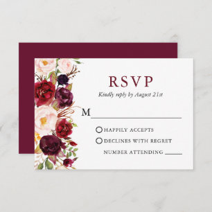 Hochzeit Elegantes Wasserfarbengebirge Burgund RSVP Karte