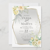 Hochzeit | Elfenbeingelbe Wasserfarben - Rose Einladung (Vorderseite)