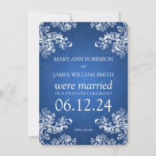 Hochzeit Elopement Vintage Wirbel 2 Saphirblau Ankündigung