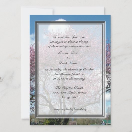 Hochzeit, Eltern des Bräutigams Einladung Kirschbl (Vorderseite)