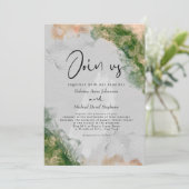 HOCHZEIT | Emerald and Coral Alcohol Tinte Einladung (Stehend Vorderseite)