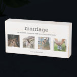 Hochzeit Endlose Epoche Spaß Zitat Collage Holzkisten Schild<br><div class="desc">Für einen Ehemann und eine Ehefrau zum Jubiläum oder für das frisch verheiratete Paar - ein schönes Sake-Box-Schild mit vier Ihrer Lieblings-Fotos und ein lustiges Zitat, das lautet: Ehe - ein endloser Schlitten mit Ihrem Lieblingsweisheit. Passen Sie Ihre Fotos und Familiennamen an. Für optimale Ergebnisse schneiden Sie Ihre Fotos vor...</div>