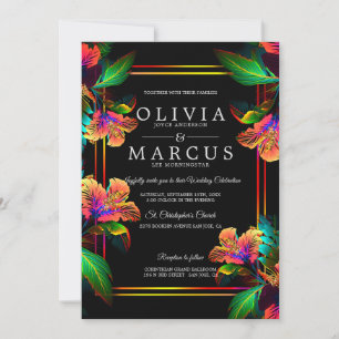 Hochzeit   Erstaunliche neon-tropische Hibiskus Einladung