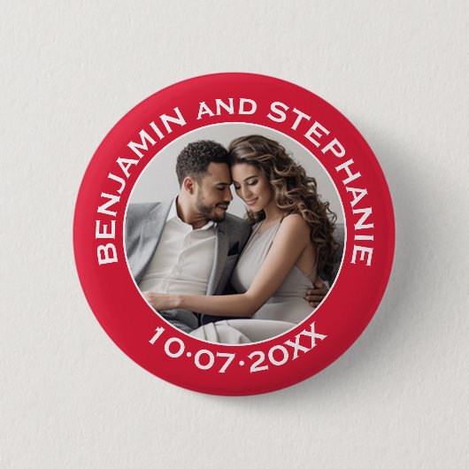 Hochzeit Erstes Weihnachts-Foto Individuelle Name  Button (Vorderseite)