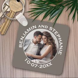 Hochzeit Erstes Weihnachts-Foto Individuelle Name  Schlüsselanhänger