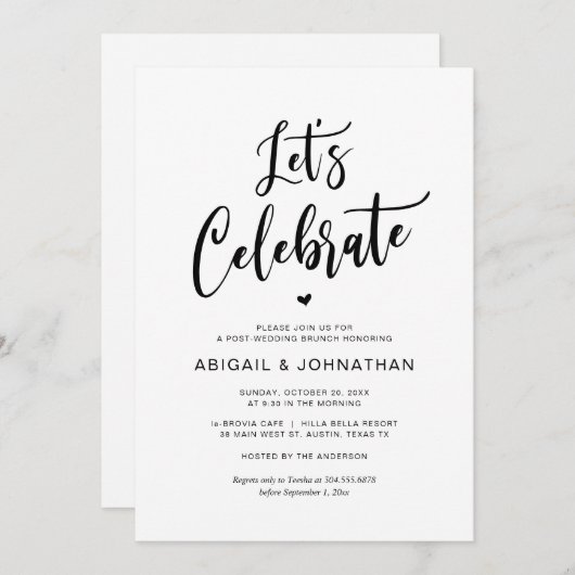 Hochzeit, Essen, Lass feiern, Brunch Einladung (Vorne/Hinten)