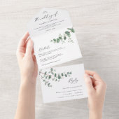 Hochzeit Eukalyptus botanisch modern einladen + uA All In One Einladung (Abreißen)