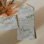 Hochzeit Eukalyptus botanisch modern einladen   uA All In One Einladung<br><div class="desc">Eukalyptus botanische sage grün moderne Hochzeit einladen,  Details und rsvp Karte. Modernes,  sauberes rustikales Holzdesign.</div>
