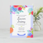 Hochzeit fett farbenfrohe Blumenarbeit Lässig Bouq Einladung (Stehend Vorderseite)