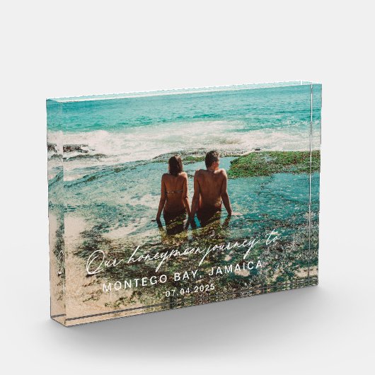 Hochzeit Flitterwochen Weißes Skript Ziel Fotoblock (Links)