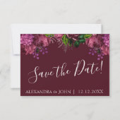Hochzeit Floral Marsala Burgundy Save the Date (Vorderseite)