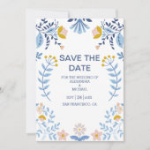 Hochzeit floraler bunter Volkskunst Save The Date (Vorderseite)