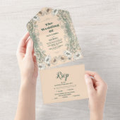 Hochzeit floraler Jugendstil All In One Einladung (Abreißen)