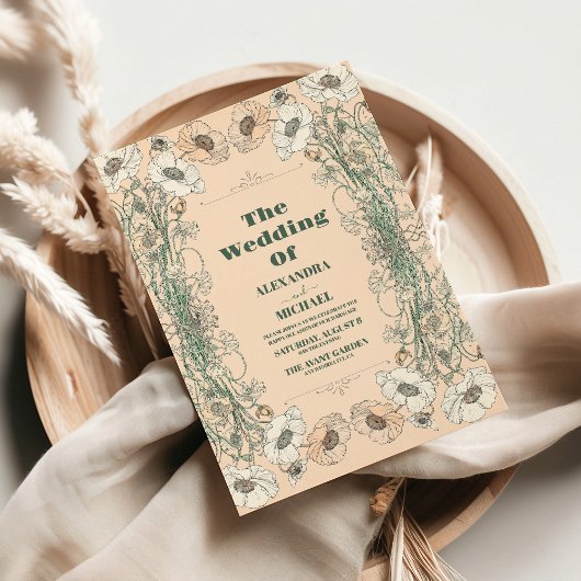 Hochzeit floraler Jugendstil Einladung