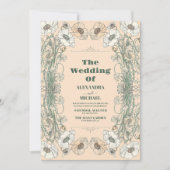 Hochzeit floraler Jugendstil Einladung (Vorderseite)