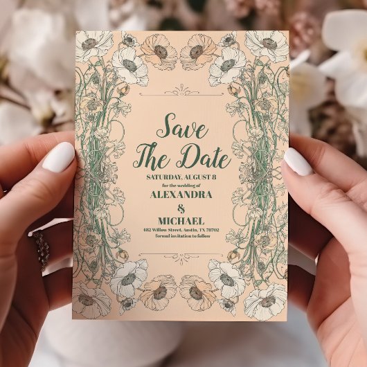 Hochzeit floraler Jugendstil Save The Date