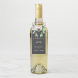 Hochzeit floraler Luxus Schwarz und Rosa Flaschenanhänger