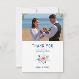 Hochzeit florales Bouquet Foto Dankeschön Karte