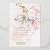 HOCHZEIT | Foil Woodland Blush Pink Rose Folieneinladung (Vorderseite)