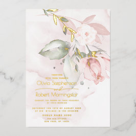 HOCHZEIT | Foil Woodland Blush Pink Rose Folieneinladung