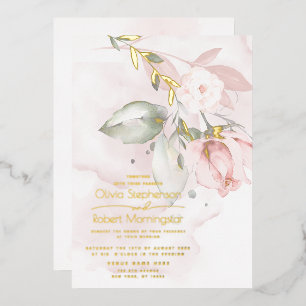 HOCHZEIT    Folie Waldland Rosa Rose Folieneinladung