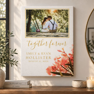 Hochzeit Forever Golden Schrift Oleander Floral Leinwanddruck