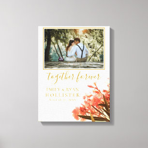 Hochzeit Forever Golden Schrift Oleander Floral Leinwanddruck