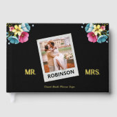 Hochzeit-Foto-Blume Gold Gästebuch (Vorderseite)